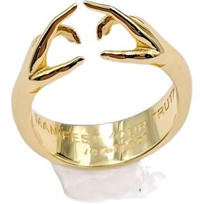 VERAMEAT HAND OF GOD BLESSINGS DESTINY RING Gold Brass & Sterling Silver Adjustable Ring, Inspirational, Statement Ring in Saudi Arabia