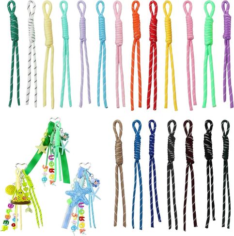 20 Pack Colorful Paracord Keychains - Handwoven Nylon Rope Keychain with Colorful Paracord, Braided Cord Rope Bag Charm, Womem Bead Letter Bag Charm Carabiner Knot Lanyard Keyring for Handbag Purse in Saudi Arabia