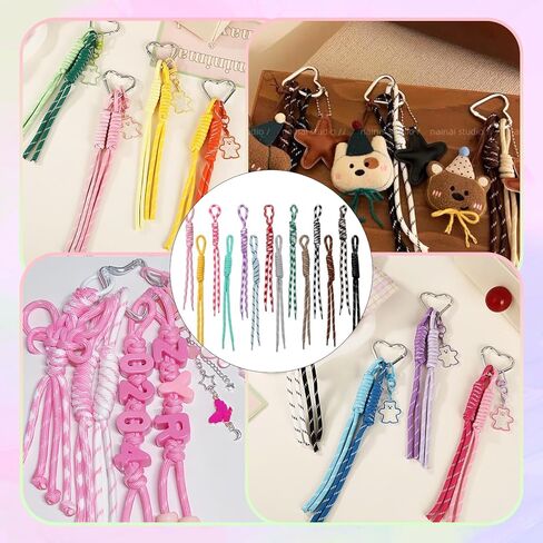 20 Pack Colorful Paracord Keychains - Handwoven Nylon Rope Keychain with Colorful Paracord, Braided Cord Rope Bag Charm, Womem Bead Letter Bag Charm Carabiner Knot Lanyard Keyring for Handbag Purse in Saudi Arabia