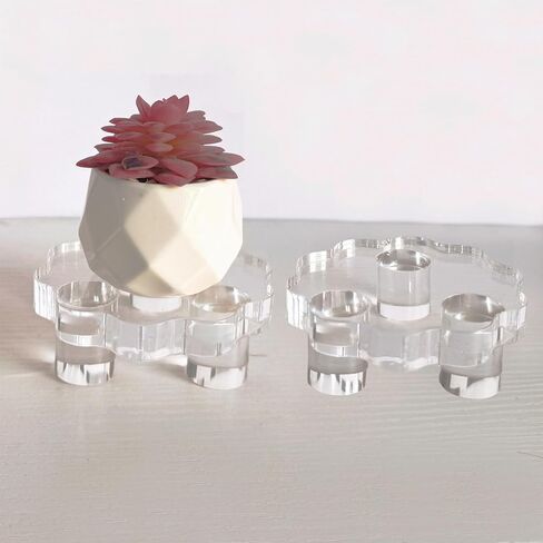 مجموعة رافعات عرض أكريليك من BSTIONYI مكونة من قطعتين، حوامل صدفية سميكة بقطر 5.9 بوصة، قاعدة حامل صينية متدرجة لديكور المنزل، مزدوجة كعرض لطاولة المجوهرات أو حامل كعكة صغير (5.9 بوصة - قطعتان) in Kuwait