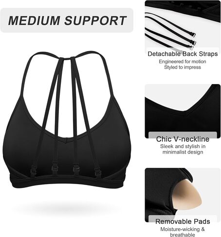 ULTREAGLE Racerback Bras for Women - Strappy Triangle Halter Backless Open Back Sports Bra Yoga Bra in Saudi Arabia