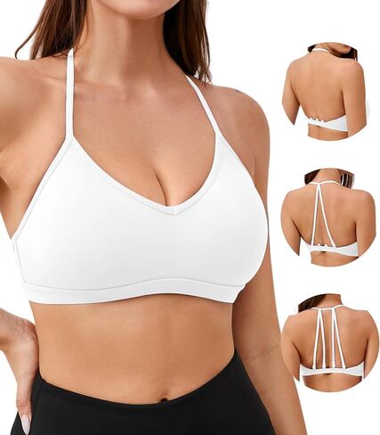ULTREAGLE Racerback Bras for Women - Strappy Triangle Halter Backless Open Back Sports Bra Yoga Bra in Saudi Arabia