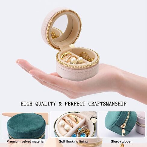 RSNREP Travel Ring Box with Mirror, Velvet Lined Jewelry Organizer for Women - Mini Portable Case for Engagement, Wedding Band, Earrings,Necklaces | Bridesmaid Proposal Gift (Pink) in Saudi Arabia
