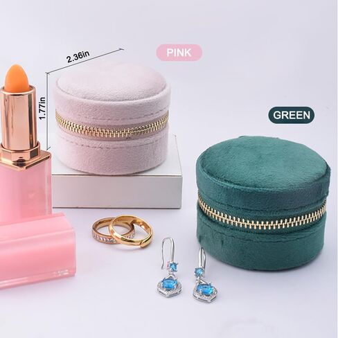 RSNREP Travel Ring Box with Mirror, Velvet Lined Jewelry Organizer for Women - Mini Portable Case for Engagement, Wedding Band, Earrings,Necklaces | Bridesmaid Proposal Gift (Pink) in Saudi Arabia