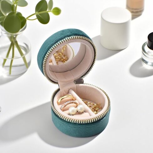 RSNREP Travel Ring Box with Mirror, Velvet Lined Jewelry Organizer for Women - Mini Portable Case for Engagement, Wedding Band, Earrings,Necklaces | Bridesmaid Proposal Gift (Pink) in Saudi Arabia