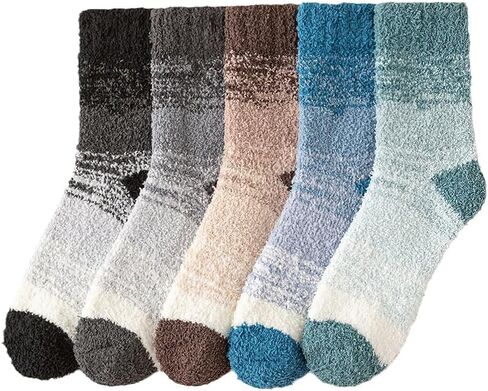 5 Pairs Fuzzy Socks for Men Cozy Plush Fluffy Socks Warm Soft Winter Holiday Christmas Gifts for Women Men in Saudi Arabia
