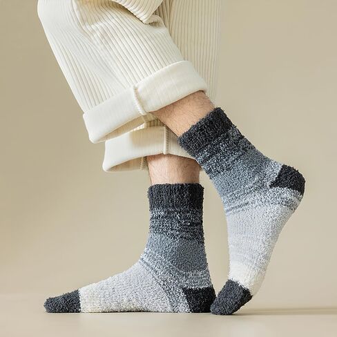 5 Pairs Fuzzy Socks for Men Cozy Plush Fluffy Socks Warm Soft Winter Holiday Christmas Gifts for Women Men in Saudi Arabia