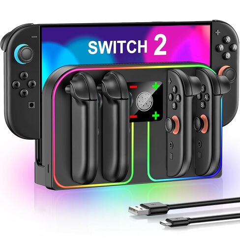 Switch 2 Organizer Station & Charging Dock Station, 4-in-1 Switch 2 Joycons Charger for Nintendo (2025) with Storage Base, 20 Game Card Slots, Indicators & Charging Sync USB Ports in Saudi Arabia