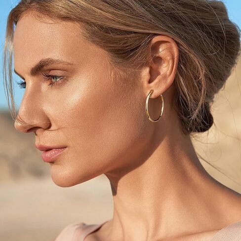 24 Pairs Women Chunky Gold Hoop Earrings Set, Hypoallergenic Fashion Personality Hoop Earrings Set, Various Small Twist Hoop Jewelry for Gift in Saudi Arabia