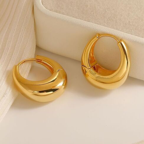 Teardrop Earrings with Smooth Oval Hoops, Minimalist French Style Elegant Jewelry for Women, Versatile Four-Season Gift in Saudi Arabia