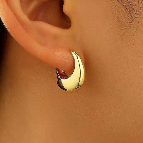 Teardrop Earrings with Smooth Oval Hoops, Minimalist French Style Elegant Jewelry for Women, Versatile Four-Season Gift in Saudi Arabia