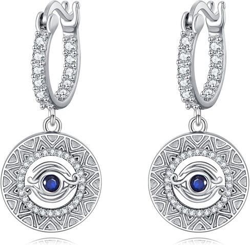 Grmdit Evil Eye Dangle Earrings 925 Sterling Silver Evil Eye Hoop Earrings Evil Eye Jewelry Gifts for Women in Kuwait