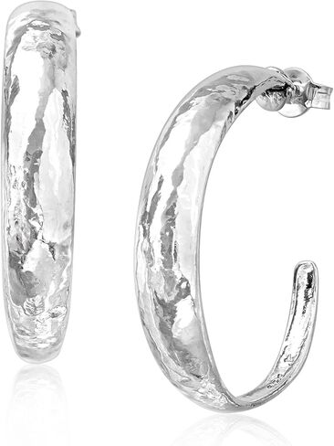 أقراط JEAN RACHEL JEWELRY من الفضة الإسترلينية عيار 925 للنساء - حلقة صغيرة مطروقة - حلقات مكتنزة لا تسبب الحساسية وخالية من الرصاص والنيكل in Kuwait