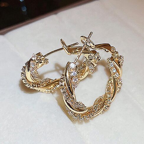 Trendy Luxury Hoop Earrings with Cubic Zirconia Charms Versatile Jewelry in Saudi Arabia