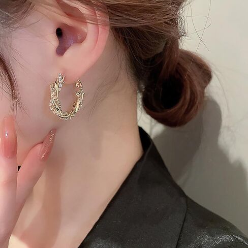 Trendy Luxury Hoop Earrings with Cubic Zirconia Charms Versatile Jewelry in Saudi Arabia