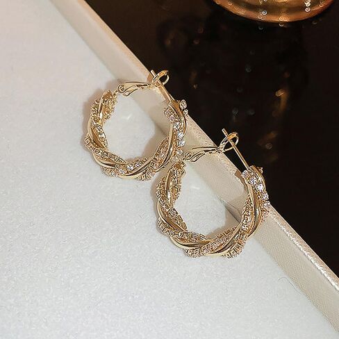 Trendy Luxury Hoop Earrings with Cubic Zirconia Charms Versatile Jewelry in Saudi Arabia