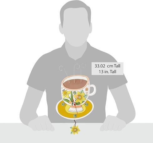 تصميمات enesco allen زهرة فنجان قهوة من ساعة حائط الفرح - ساعة تناظرية بندول تعمل بالبطارية، ساعات تزيين من الراتنج الحجري للجدران وديكور المنزل وساعات المطبخ، 13 بوصة in Kuwait