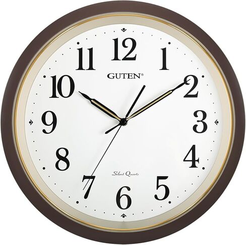 Caysie 16 Inch Large Silent Non Ticking Wall Clock, Quartz Battery Operated, Round Decorative Retro Brown Clock for Living Room, Bedroom, Kitchen, School, Office (Brown) in Saudi Arabia