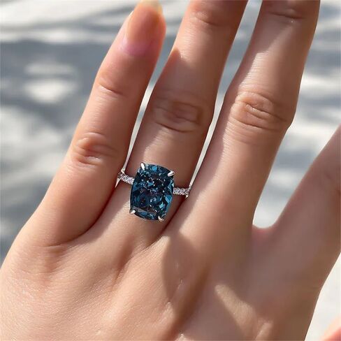 Luxury Blue Zirconia Rings for Women Temperament Graceful Luxury Accessories for Wedding Ceremony in Saudi Arabia