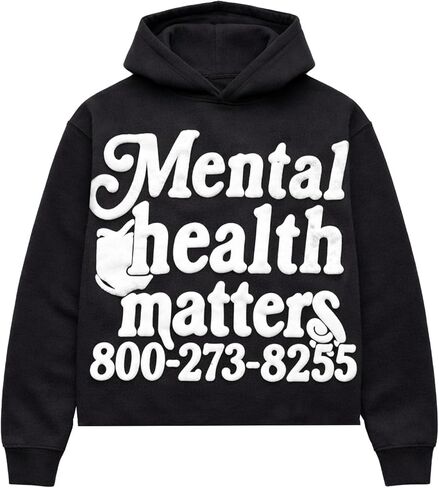 Sopula Studio Graphic Hoodies, Y2K Oversized Hoodie Mental Health Matters Men Cropped Sweatshirt Unisex in Saudi Arabia