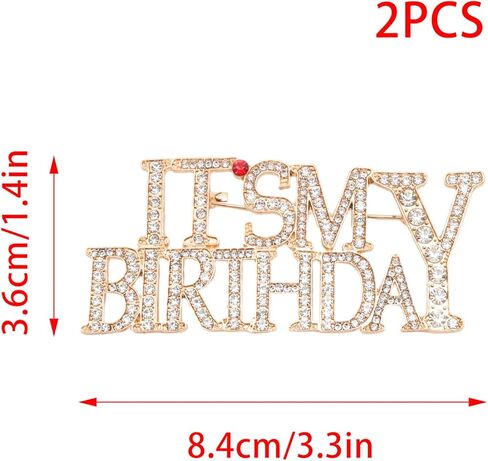 YUYUDEHM 2 Pack Birthday Brooch Pins, Rhinestone Brooches Lapel Pin, Diamond Crown Brooch Birthday Gift Accessories in Saudi Arabia