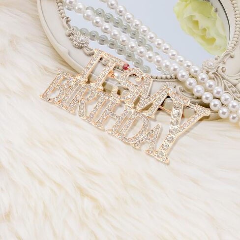 YUYUDEHM 2 Pack Birthday Brooch Pins, Rhinestone Brooches Lapel Pin, Diamond Crown Brooch Birthday Gift Accessories in Saudi Arabia