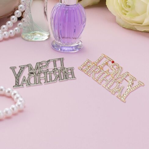 YUYUDEHM 2 Pack Birthday Brooch Pins, Rhinestone Brooches Lapel Pin, Diamond Crown Brooch Birthday Gift Accessories in Saudi Arabia