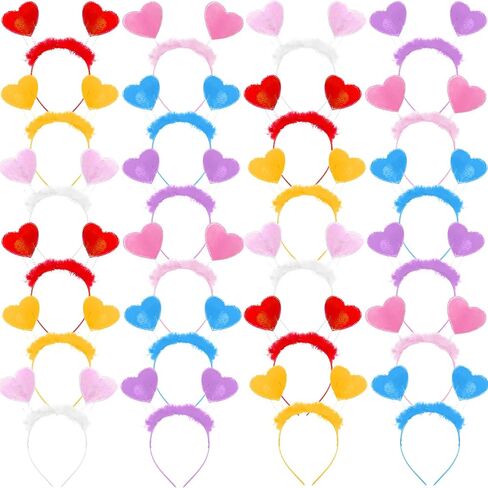 Sonarun 24 حزمة عيد الحب على شكل قلب عيد الحب رئيس boppers القلب الأحمر عقال Vday عقال لعطلة الزفاف حفلة عيد ميلاد لصالح زي الملحقات in Saudi Arabia