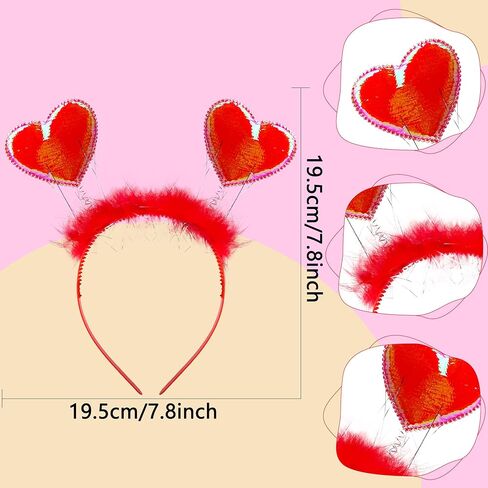 Sonarun 24 حزمة عيد الحب على شكل قلب عيد الحب رئيس boppers القلب الأحمر عقال Vday عقال لعطلة الزفاف حفلة عيد ميلاد لصالح زي الملحقات in Saudi Arabia