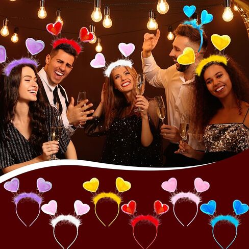 Sonarun 24 حزمة عيد الحب على شكل قلب عيد الحب رئيس boppers القلب الأحمر عقال Vday عقال لعطلة الزفاف حفلة عيد ميلاد لصالح زي الملحقات in Saudi Arabia