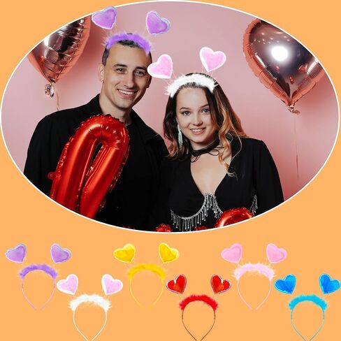 Sonarun 24 حزمة عيد الحب على شكل قلب عيد الحب رئيس boppers القلب الأحمر عقال Vday عقال لعطلة الزفاف حفلة عيد ميلاد لصالح زي الملحقات in Saudi Arabia