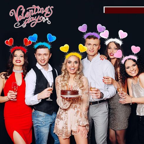 Sonarun 24 حزمة عيد الحب على شكل قلب عيد الحب رئيس boppers القلب الأحمر عقال Vday عقال لعطلة الزفاف حفلة عيد ميلاد لصالح زي الملحقات in Saudi Arabia