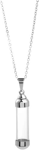 925 Sterling Silver Blood Vial Pendant Necklace for Women and Men - Glass Perfume Bottle Jewelry - Water Container Jar for Liquid Oil Diffuser in Saudi Arabia
