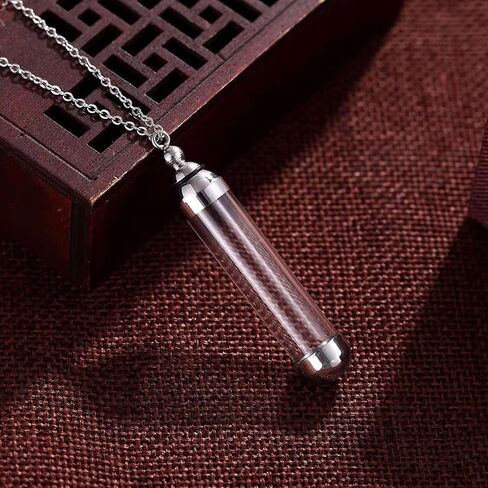 925 Sterling Silver Blood Vial Pendant Necklace for Women and Men - Glass Perfume Bottle Jewelry - Water Container Jar for Liquid Oil Diffuser in Saudi Arabia