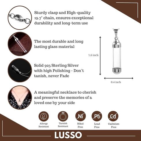 925 Sterling Silver Blood Vial Pendant Necklace for Women and Men - Glass Perfume Bottle Jewelry - Water Container Jar for Liquid Oil Diffuser in Saudi Arabia