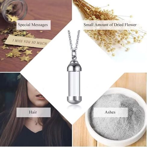 925 Sterling Silver Blood Vial Pendant Necklace for Women and Men - Glass Perfume Bottle Jewelry - Water Container Jar for Liquid Oil Diffuser in Saudi Arabia