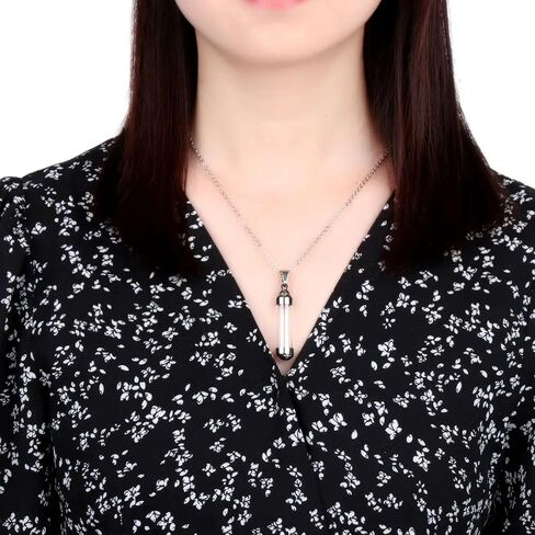 925 Sterling Silver Blood Vial Pendant Necklace for Women and Men - Glass Perfume Bottle Jewelry - Water Container Jar for Liquid Oil Diffuser in Saudi Arabia