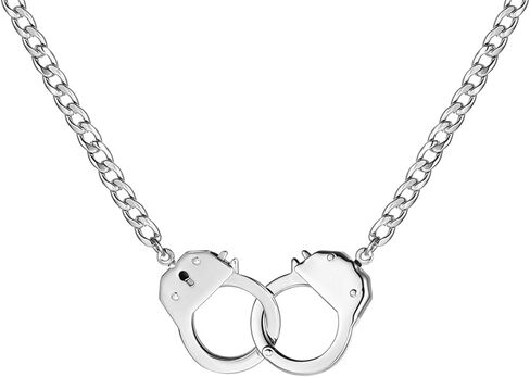 OIDEA Mens Womens Stainless Steel Love Forever Handcuff Pendant Necklace,Shiny Rhinestone Embed,Valentines Day Gift in Saudi Arabia