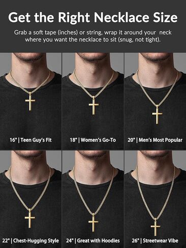 GEMAZE 18K Gold Plated Cross Necklace for Men, Cross Pendant with 4mm 316L Stainless Steel Cuban Chain for Men Boys, Mens Cross Necklaces Jewelry Gifts, 22 Inches in Saudi Arabia