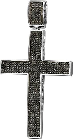 Dazzlingrock Collection 1.20 Carat (ctw) Round Diamond Hip Hop Cross Pendant with 18 inch Silver Chain for Men in 925 Sterling Silver in Saudi Arabia