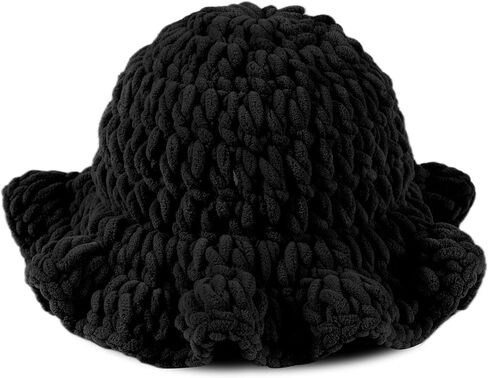 IYOE قبعة دلو كروشيه مكتنزة للنساء قبعة شتوية مرنة كبيرة الحجم، قبعة بوهو لطيفة مصنوعة يدويًا قبعة دافئة للسفر في الهواء الطلق in Kuwait