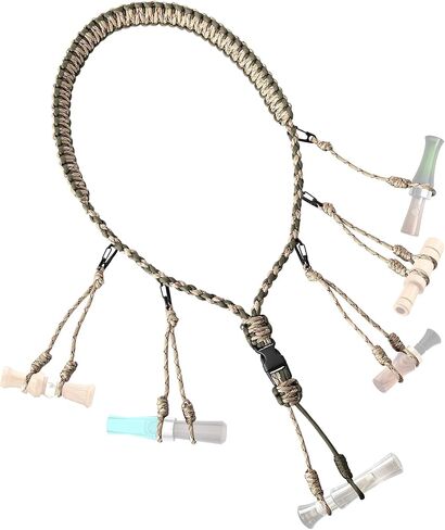 Gloryfire Duck Call Lanyard مع قطرات قابلة للإزالة تضم 11 مكالمة قسطًا من النايلون الحقيقي لعبة Call Lanyard Wand Wrided Camo 550lb Paracord Goose Calls for Predator Ducks in Kuwait