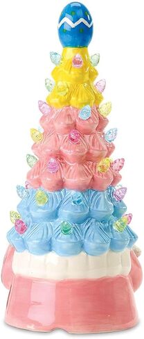 Current Easter Gnome Light-Up Figurine -10" Tall Ceramic Gnome Tree with LED Pastel Lights, Spring Holiday Table Top Décor with Bunny & Egg Accents in Saudi Arabia