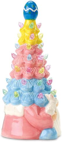 Current Easter Gnome Light-Up Figurine -10" Tall Ceramic Gnome Tree with LED Pastel Lights, Spring Holiday Table Top Décor with Bunny & Egg Accents in Saudi Arabia