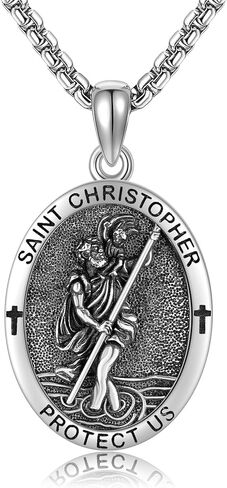 AXOMY Saint Christopher/Michael/Jude Necklace 925 Sterling Silver Saint Medal Pendant Religious Necklace Protection Jewelry Gift for Men Women in Saudi Arabia