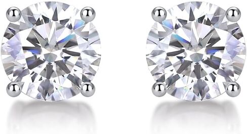 Moissanite Stud Earrings 1 CTTW 925 Sterling Silver, Round Brilliant Diamond Alternative, Lightweight Unisex Earrings with GRA Certification in Saudi Arabia