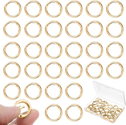 30 PCS Metal Spring O Rings ، 5/8 Inch Charm Clasp ، Round Snap Keyring Buckle ، Carabiner Clip Small Carabiner ، Feychain Ring لحقيبة حقيبة حقيبة (Silver) in Kuwait