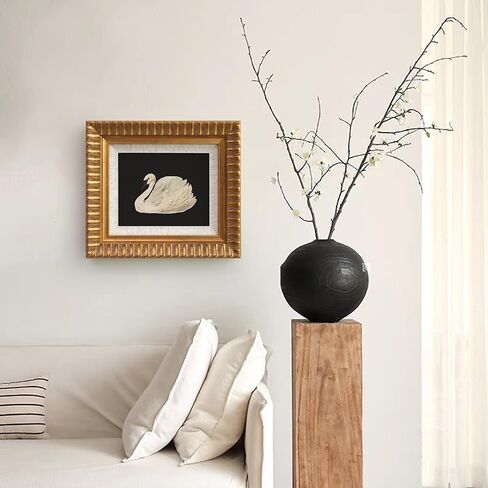 soochart الذهب الخشب مؤطرة قماش جدار الفن ديكور خمر، مطبوعات اللوحة البجعة السوداء، 8 "× 10" إطار الصورة لغرفة المعيشة الحمام غرفة نوم المطبخ، الزجاج المقسى in Saudi Arabia