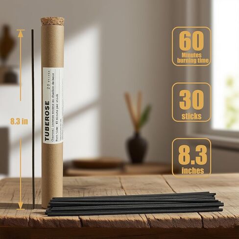 Ominds Tuberose Incense Sticks,Natural Aromatherapy Low Smoke-Clean-Burning-8.3 Inch-1 Hour Burn Time-Yoga-Meditation,20 Sticks in Saudi Arabia