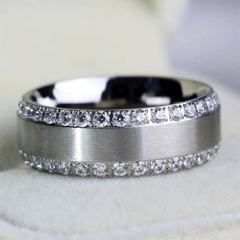 Two Rings His Hers Wedding Ring Sets Couples Matching Rings Women's 2pc Yellow Gold Plated Square CZ Wedding Engagement Ring Bridal Sets & Men's Titanium Wedding Band in Saudi Arabia